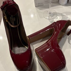 Valentino Women's Deep Red Platform Heels